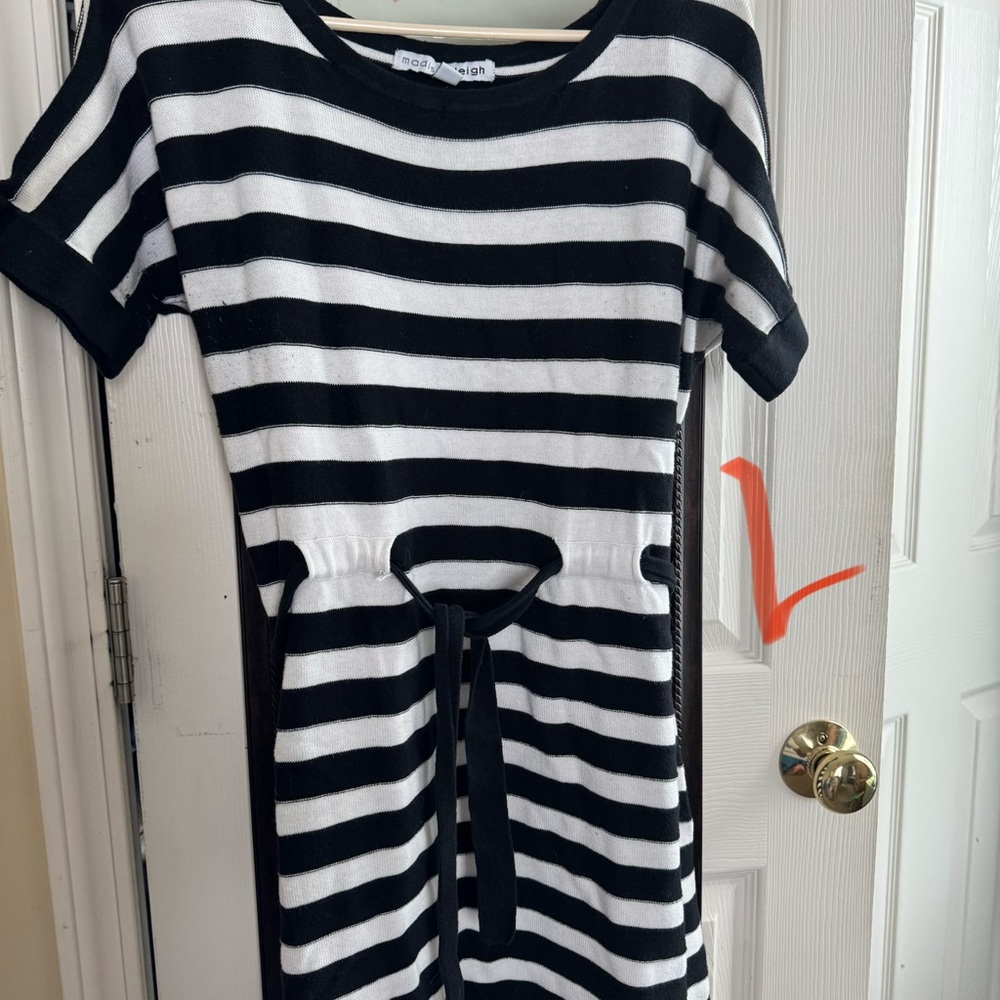 Black and White Striped Kids Dress